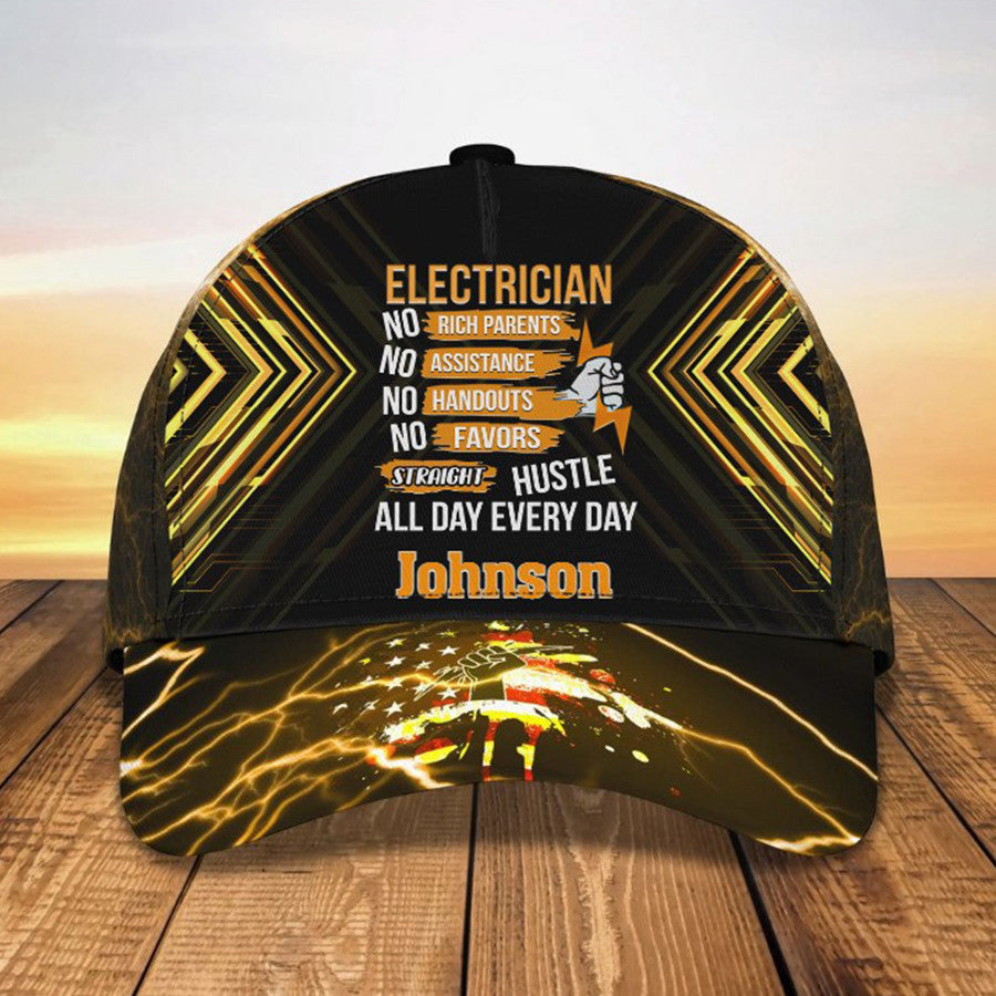 Personalized Electrician 3D Baseball Cap, Electrician Hat For Dad, Electrician Knowledge Hat For His Birthday