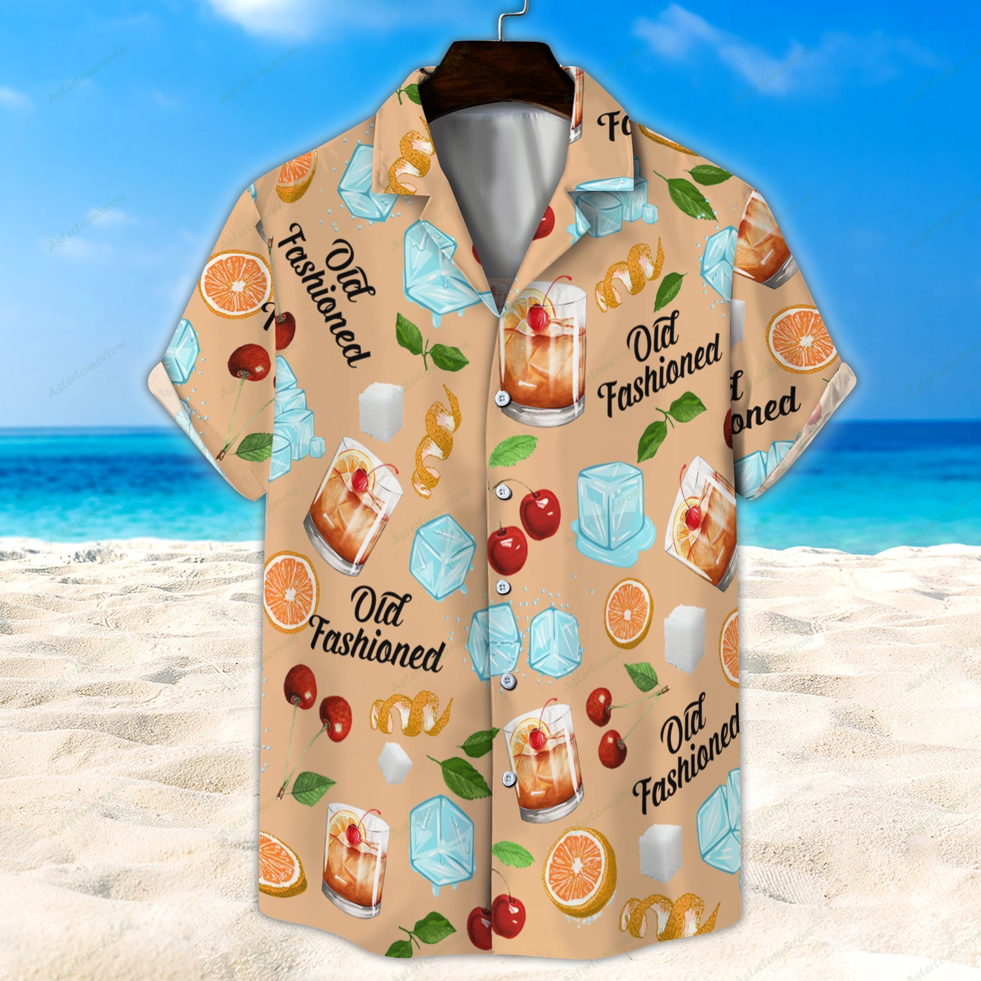 Old Fashioned Light Orange Unisex Hawaiian Shirt Beach Cocktail Hawaiian Ha11382