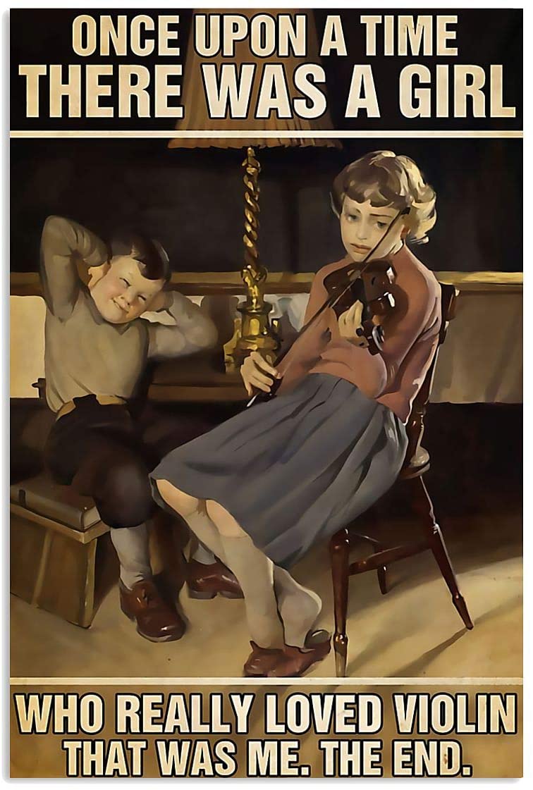 Vintage Boy And Girl Violin – There Was A Girl – Really Loved Violin Poster Art Print      Home Decor Gift For Men Women Family Friend On Birthday Xmas