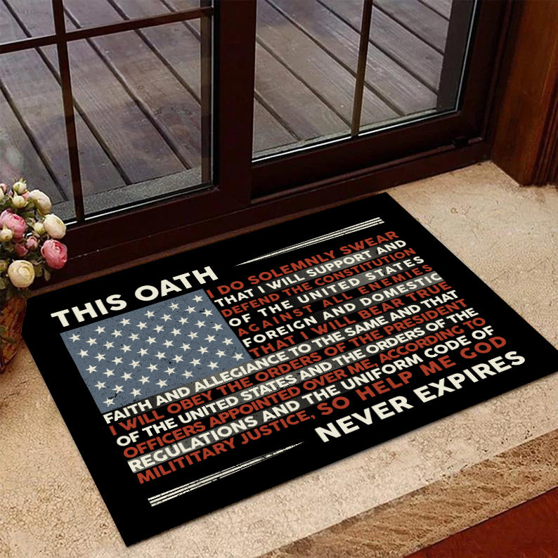 Veteran Doormat, Welcome Rug, This Oath Never Expires Door Mats