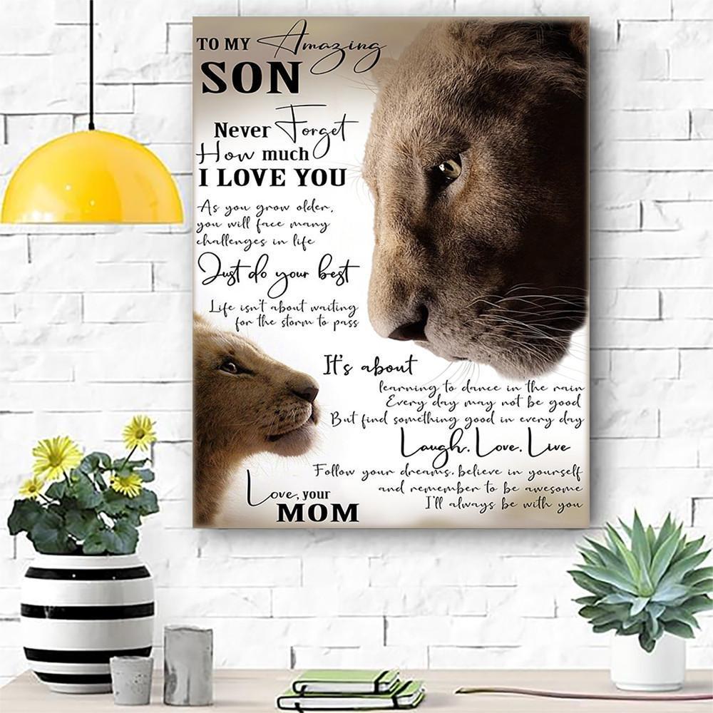 To My Son Lion Premium Wall Art Canvas And Poster, Wall Decor, Canvas Instructure – Perfect Gift For Son