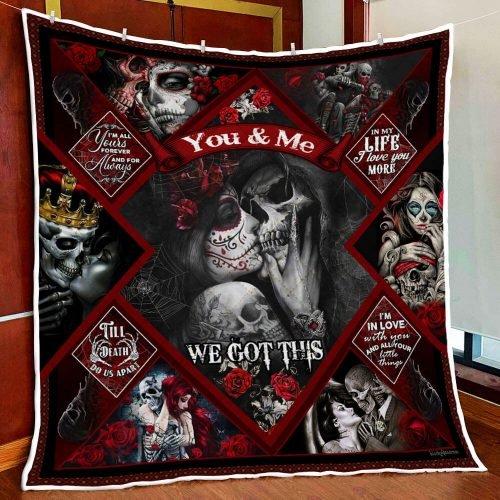 Blaketify Skull Couples. You And Me We Got This Quilt Blanket Gift For Couples,Friend,Men,Women Birtday Gift,Family Gift Home Decor Bedding Couch Sofa Soft And Comfy Cozy