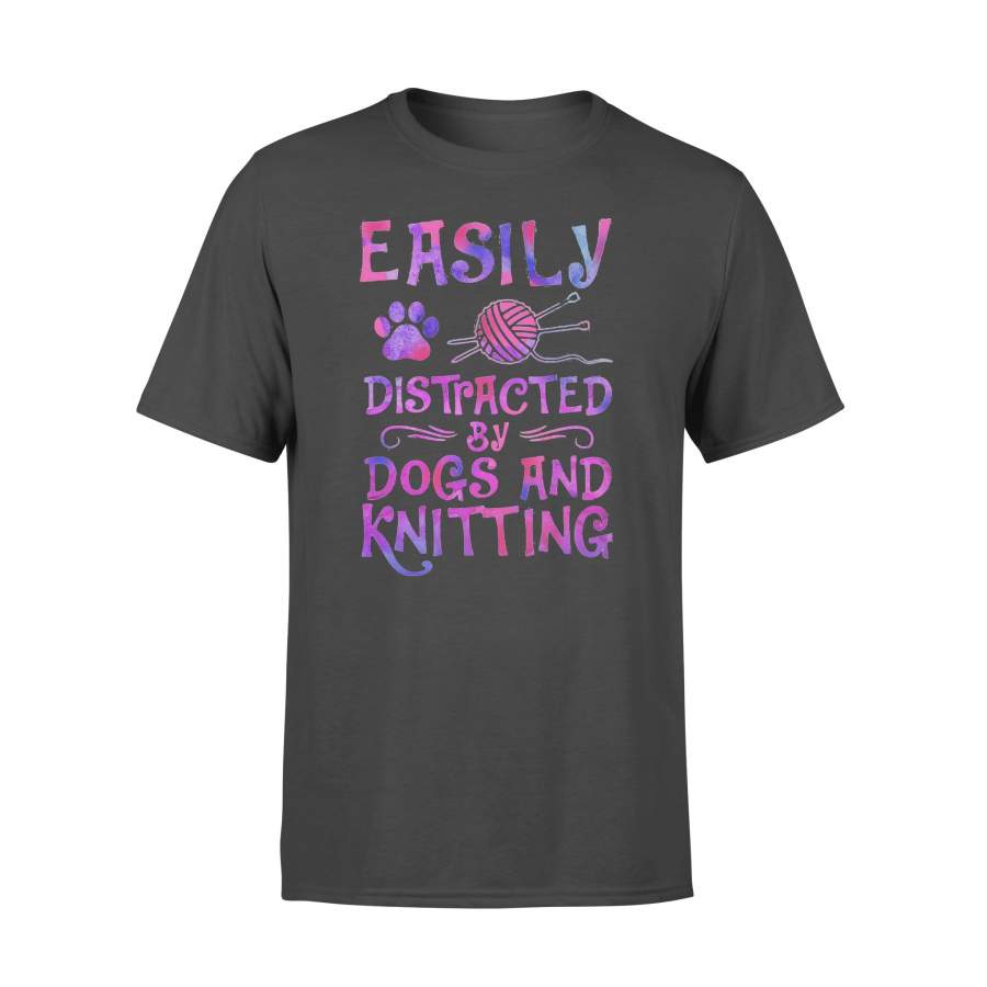 Easily Distracted By Dogs And Knitting Colorful T-Shirt