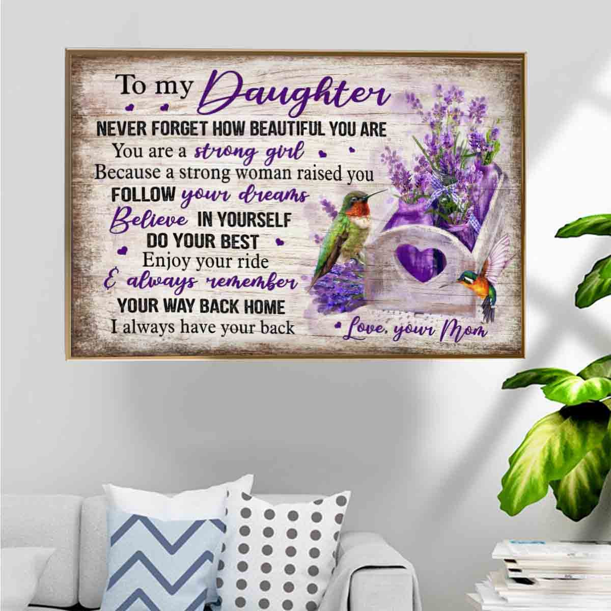 Lavender Basket And Hummingbird Poster – Never Forget How Beautiful You Are Home Decoration Mom’S Christmas Gifts For Daughter