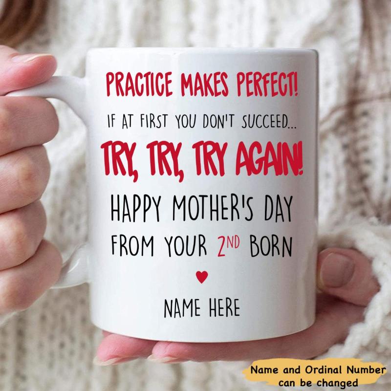 Personalized Practice Makes Perfect Mug Funny Gift From 2Nd 3Rd 4Th 5Th Child To Mom