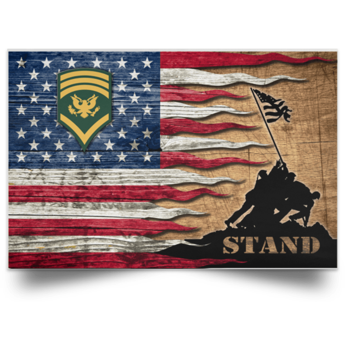 US Army E-8 SPC E8 SP8 Specialist 8 Stand For The Flag Satin Landscape Poster