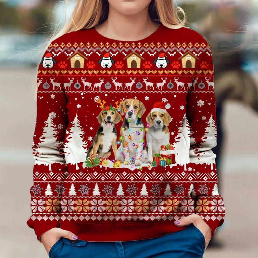 Beagle Christmas – Ugly Christmas Sweatshirt – 3D Sweatshirt