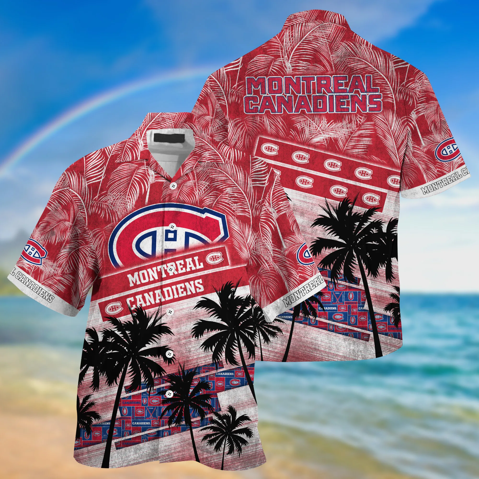 Montreal Canadiens Nhl Palm Tree Pattern Hawaii Shirt For Sports Fans Unisex Sport Hawaii Shirt