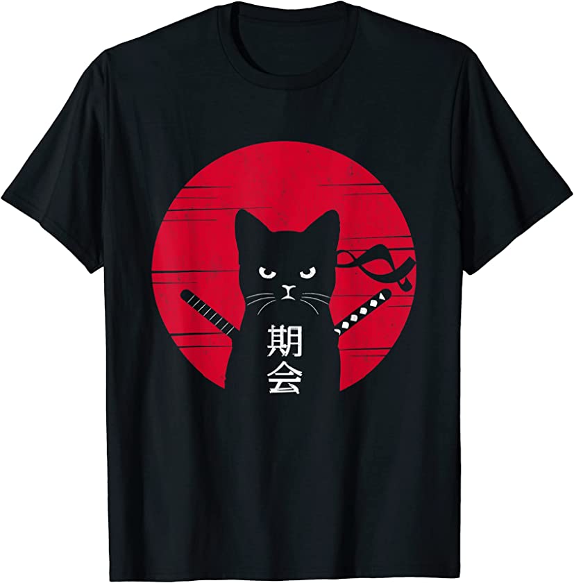 Vintage Japanese Sunset Style Funny Kawaii Cat Kitten Lover T-Shirt