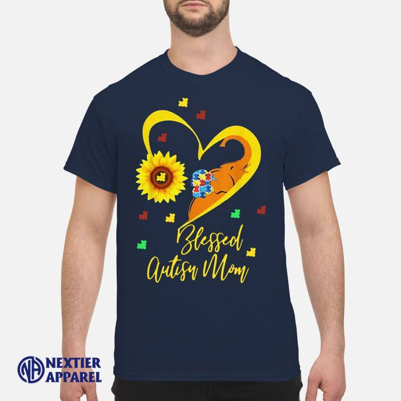 Sunflower Elephant Blessed Autism Mom Autism Awareness Women’s T-Shirt Classic Men’s T-Shirt