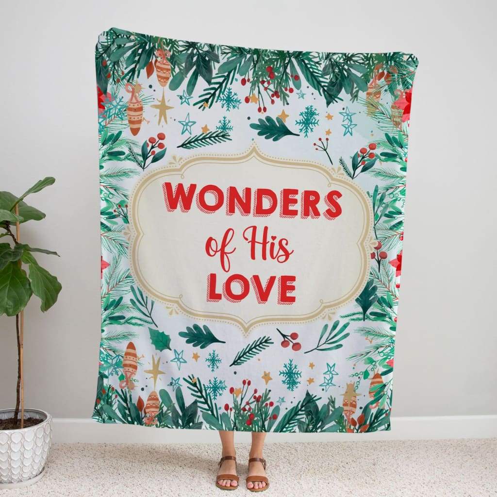 Wonders Of His Love Christmas Fleece Blanket, Christian Christmas Gifts