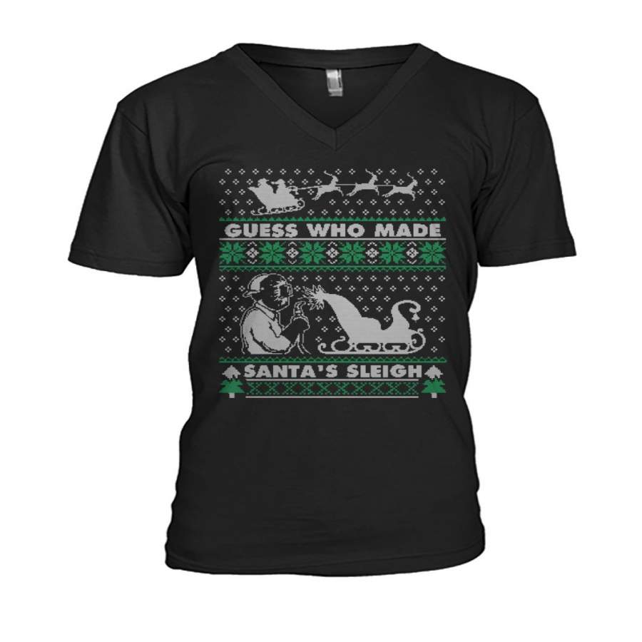 Ugly Christmas Welder Shirt Funny Xmas Guys V-Neck