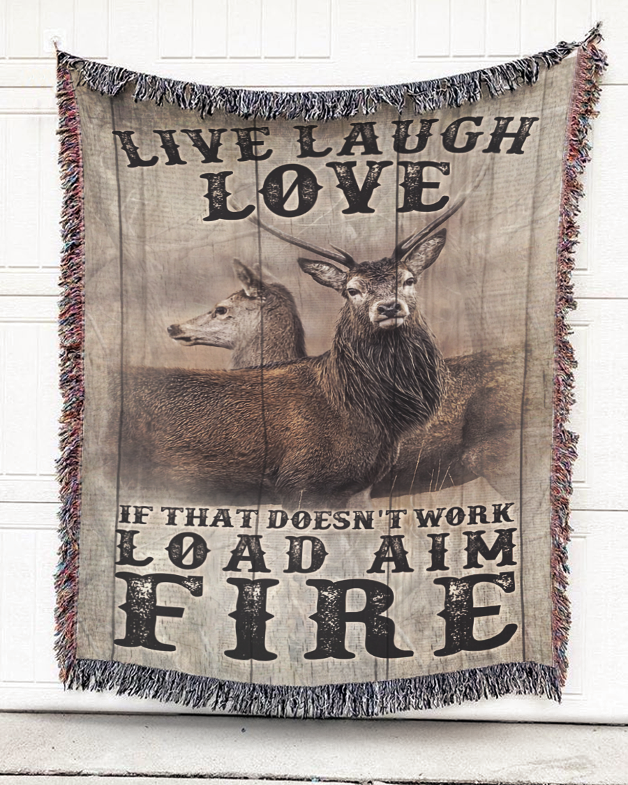 Woven Throw For Husband And Wife Wedding Anniversary Gift, Live, Laugh, Love, Cotton Blanket