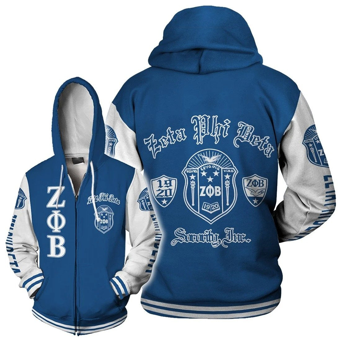 Sorority Hoodie – Lux Sisterhood Zeta Phi Beta Zip Hoodie