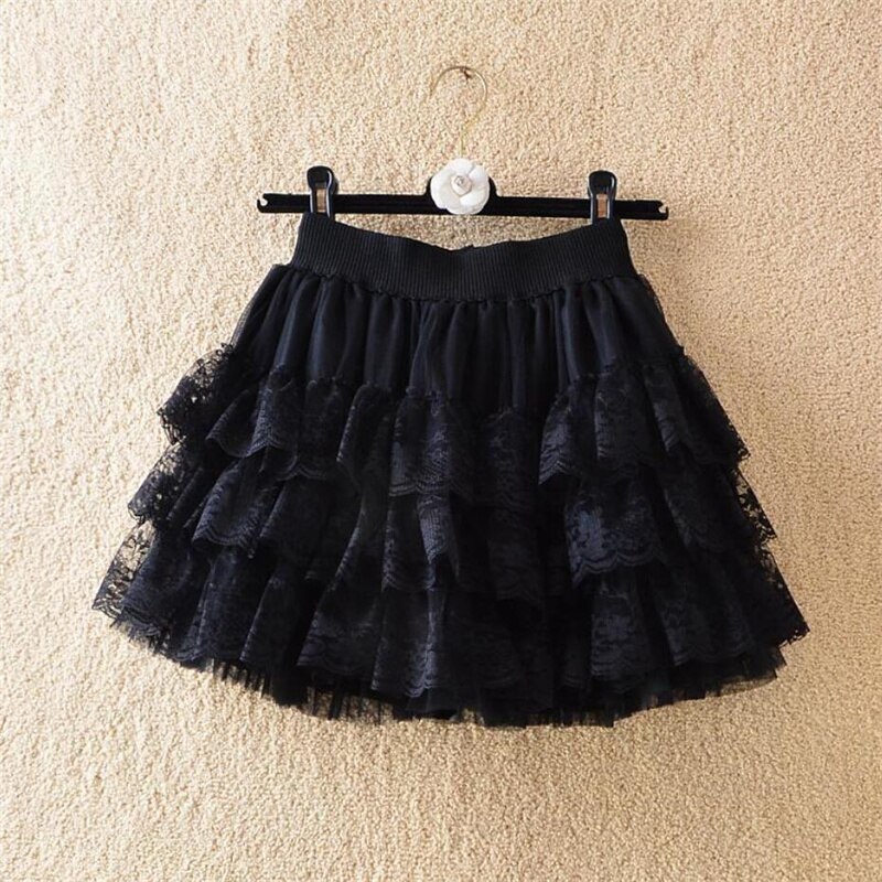 Summer Sexy Women High Waist Skirt Dancing Big Swing Tutu Skirts Multi-Layer Lace Mesh Cake Short Skirt Ladies alx