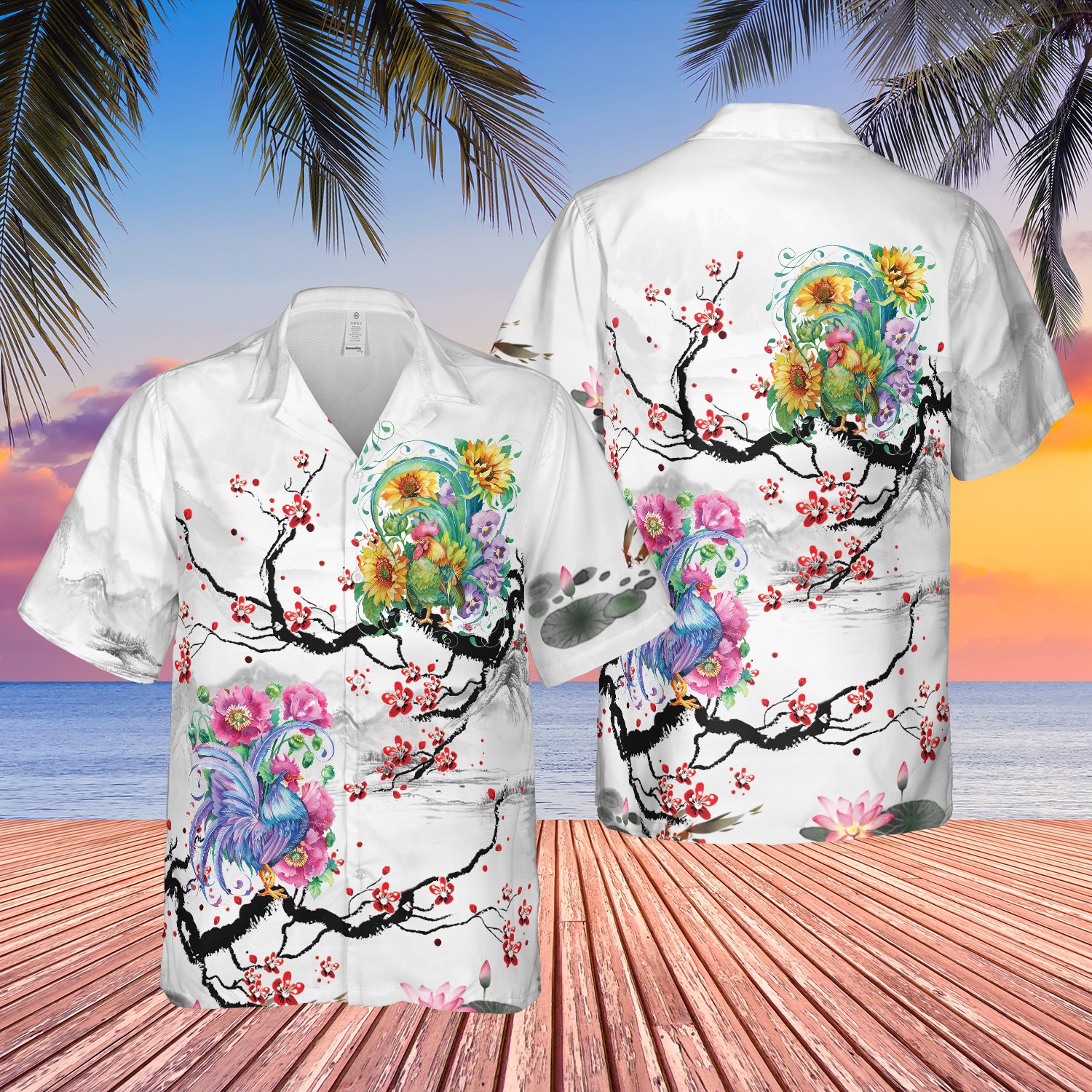 Gorgeous Chicken Floral Art Hawaii Shirt 4 Ha110910