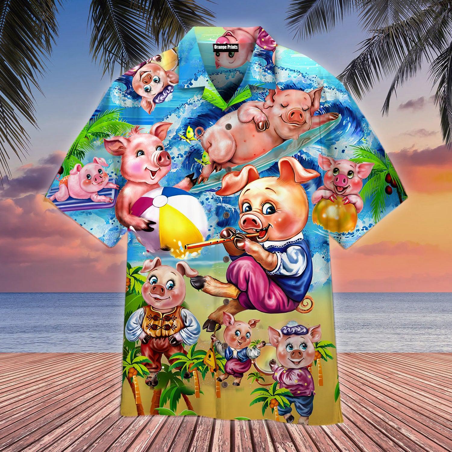 Enjoy The Summer Time On Beach Like Pigs Hawaii Shirt For Men Women Ha13373