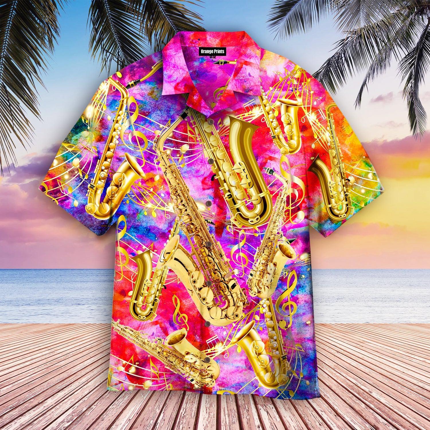 Colorful Saxophone Hawaii Shirt For Men Women Ha43061