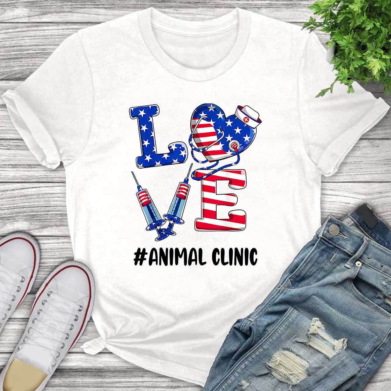 American Flag Love – Animal Clinic Nurse T Shirt Nurse T Shirt