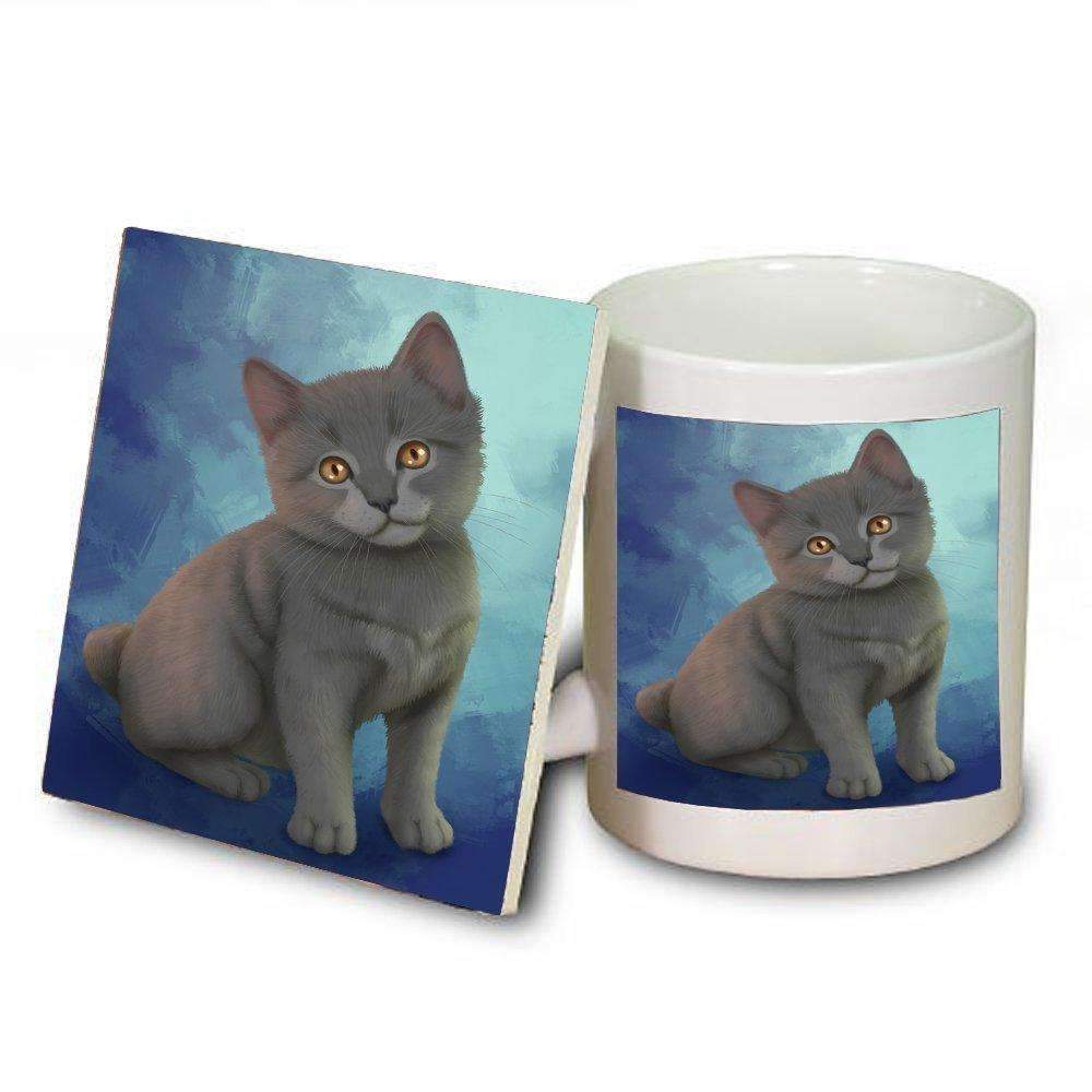 Chartreux Kitten Cat Mug And Coaster Set