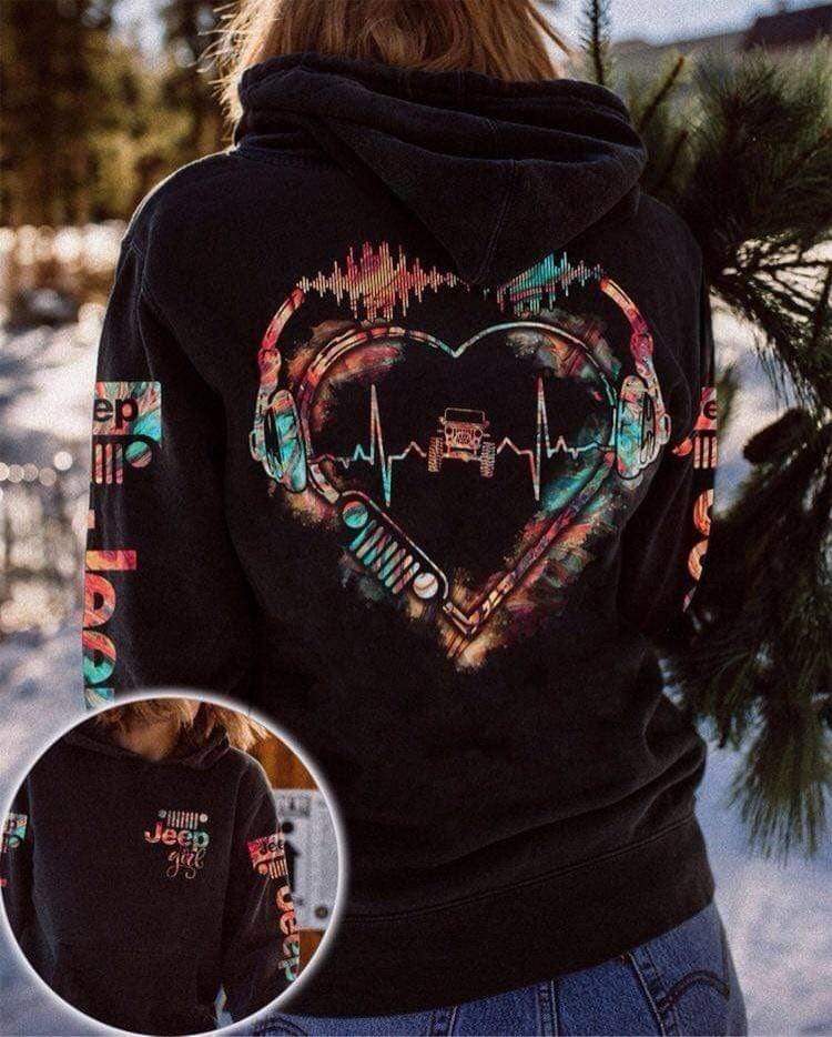 Jeep Girl Heartbeat Love Music Hoodie 3D