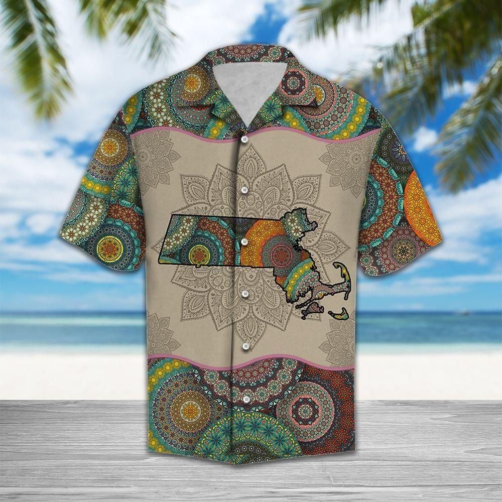 Awesome Massachusetts Mandala Aloha Hawaiian Shirt Colorful Short Sleeve Summer Beach Casual Shirt For Men And Women