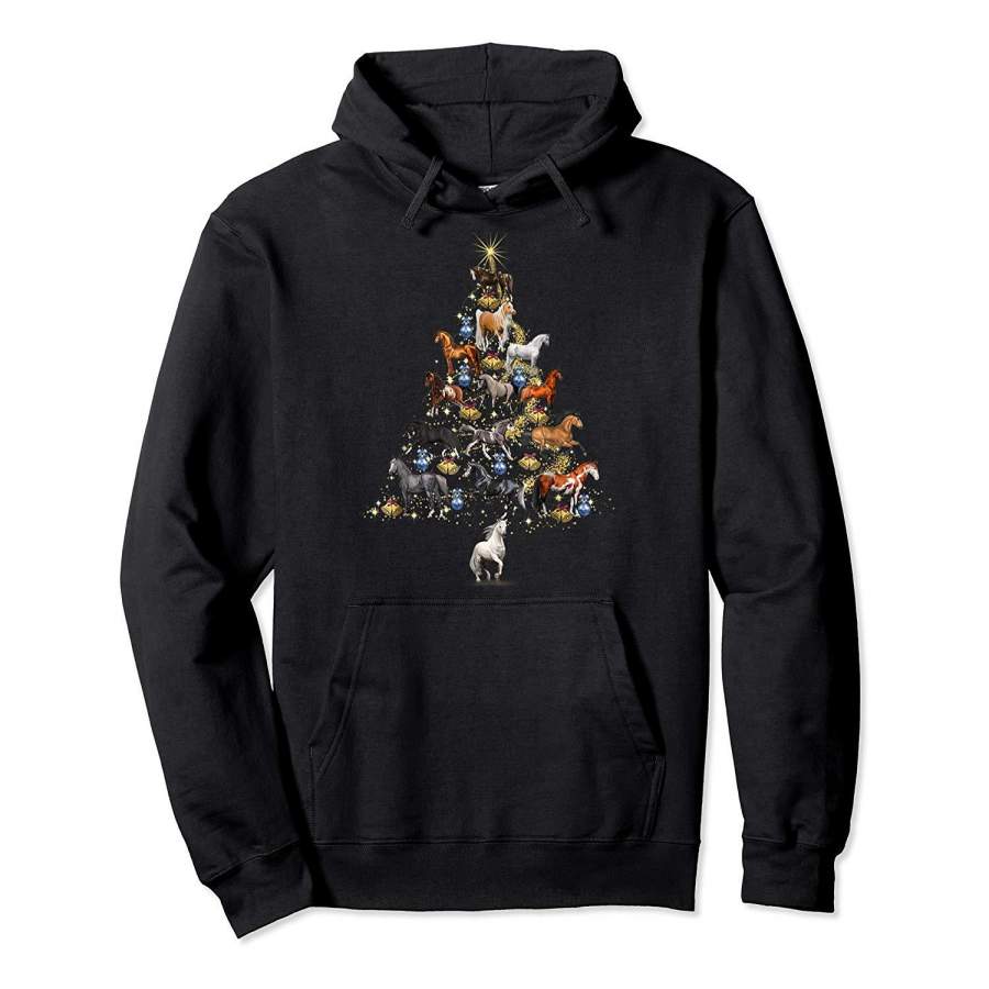 Horses Christmas Tree Shirt Horse Lover X mas Gift Hoodie