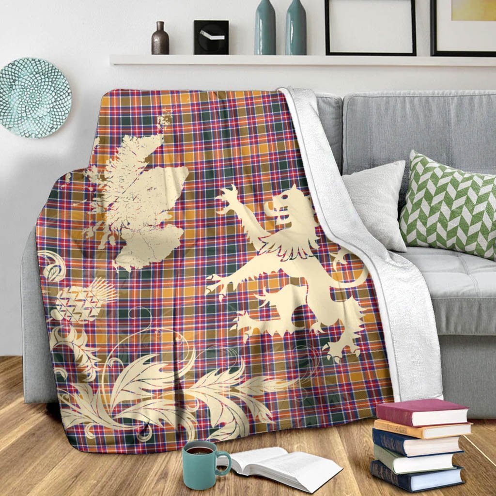 Tartan Blanket Jacobite Tartan Scotland Lion Thistle Map Plaid Blanket