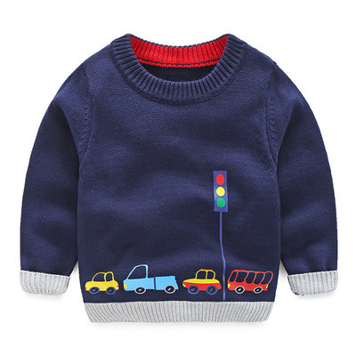 2021 Winter New 2 3 -10 Year Children’s Clothing Child Casual Long Sleeve Pullover Car Knitted O Neck Sweater For Kids Baby Boys alx