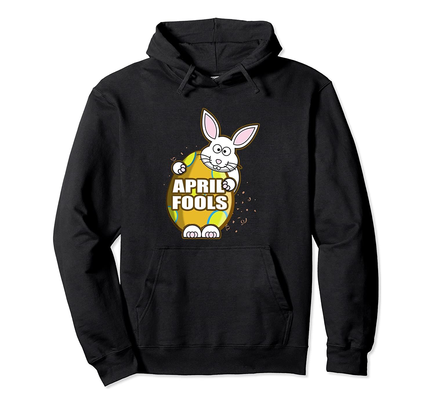 April Fools Easter Bunny Holding Yellow Easter Egg Holiday Pullover Hoodie T-Shirt, Sweatshirt, Tank Top