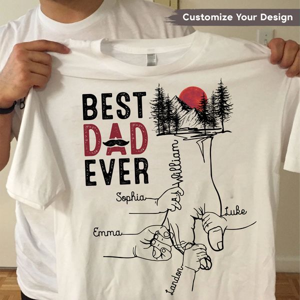 Best Dad Ever- Hands Grandkids Dad Personalized Shirt