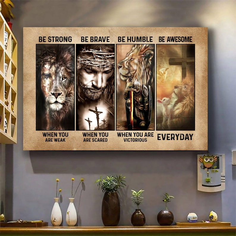 Custom Canvas Jesus And Lion Canvas, Christian Canvas, God Canvas, Jesus Canvas  Wall Decor  Birthday, Thanksgiving, Christmas Gift