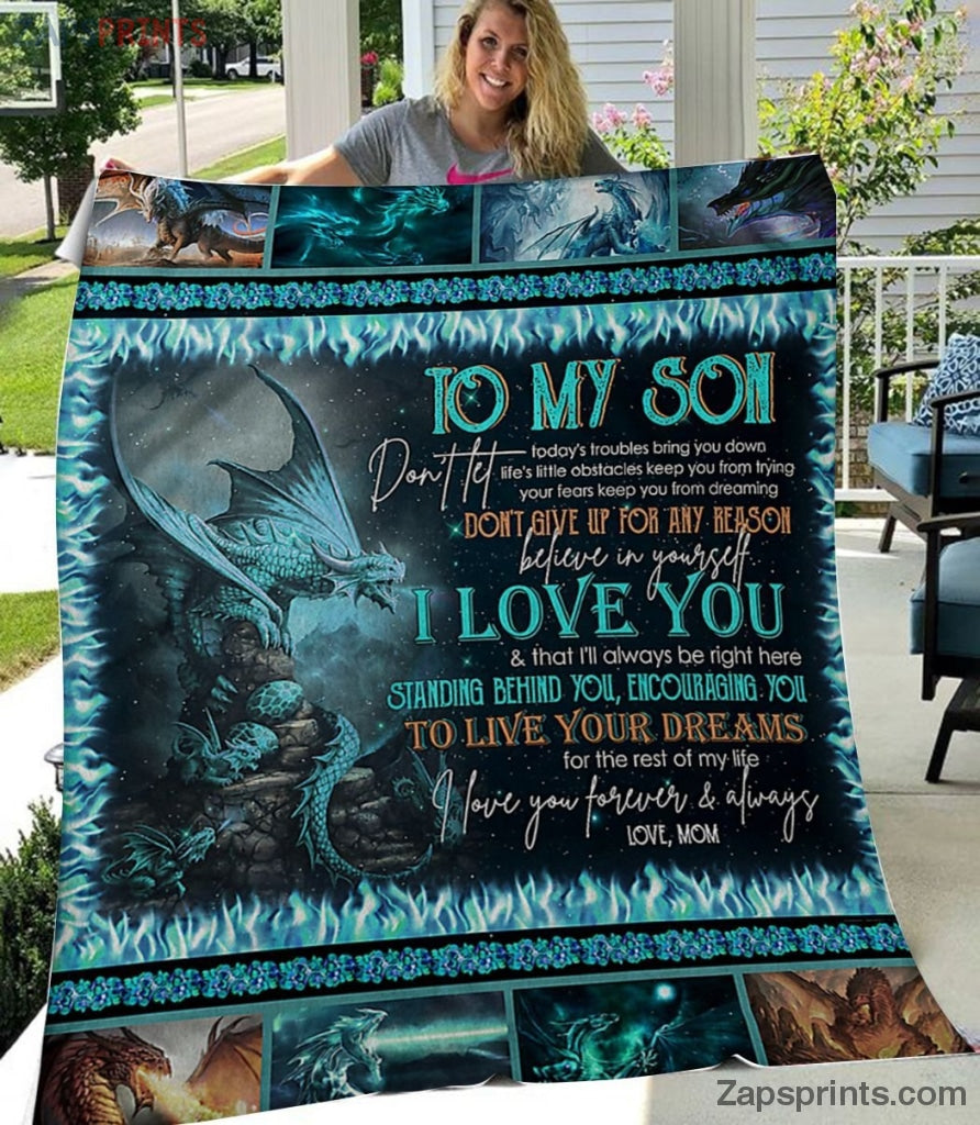 Gift For Son To My Son – Dragon – Live Your Dream – Blanket