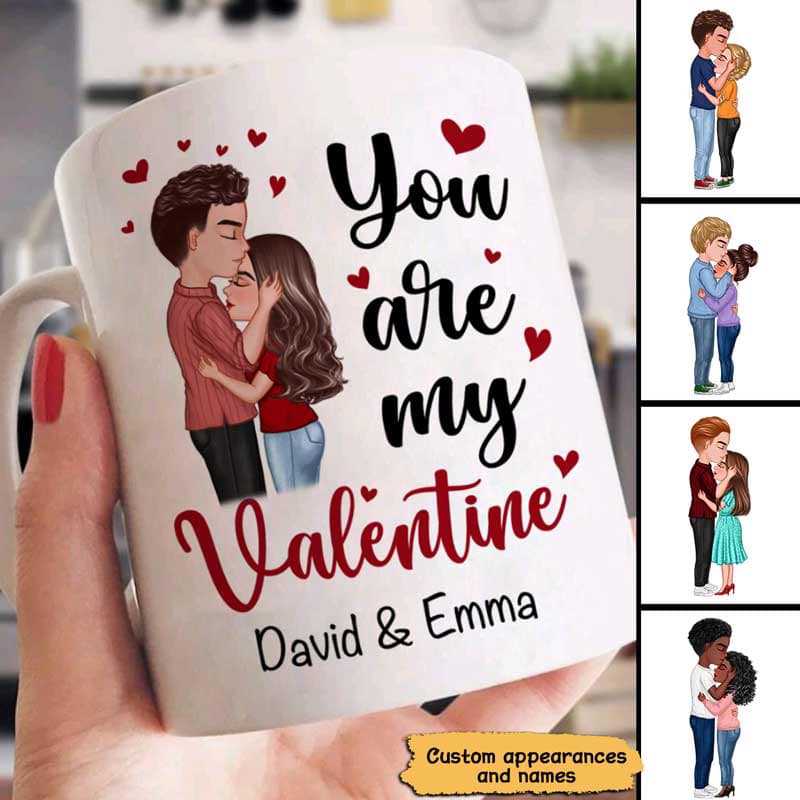 You Are My Valentine Doll Couple Kissing Gift Personalized Mug