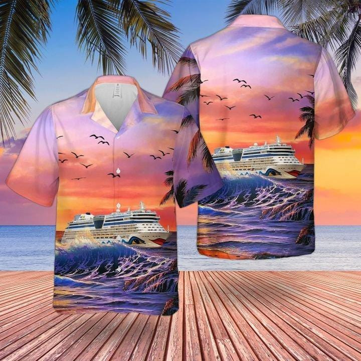 Sunset With Aida Cruises Hawaii Aloha Shirts Dh Ha55388