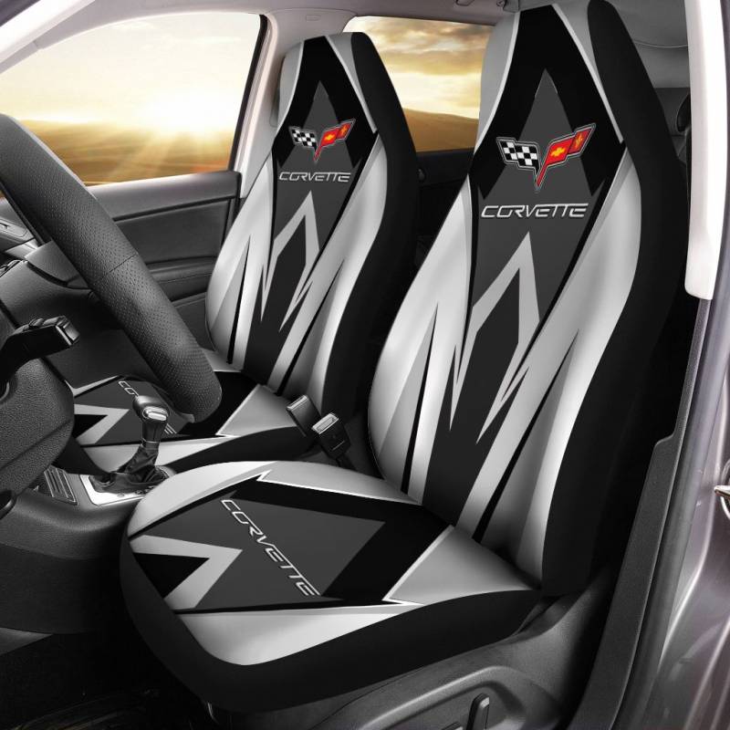 Chevrolet Corvette VTH Car Seat Cover (Set of 2) Ver 1 (Black)