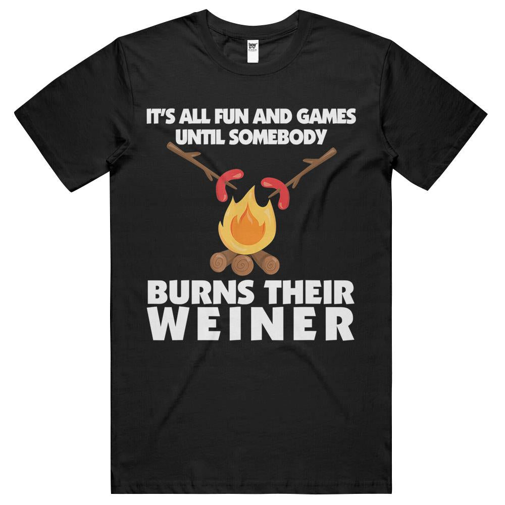 Funny Camping Burn Your Weiner Campfire T Shirts