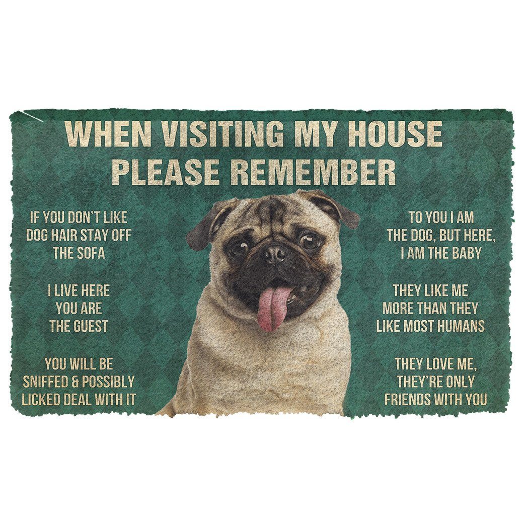 Gearhumans  GearHuman 3D Please Remember Pug Dog’s House Rules Doormat