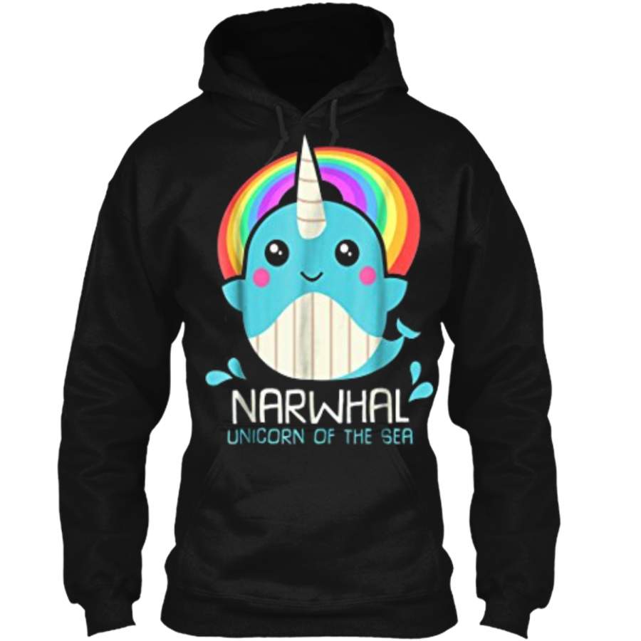 Unicorn Of The Sea Narwhal  : Magic Kawaii Whale Gift Pullover Hoodie 8 oz