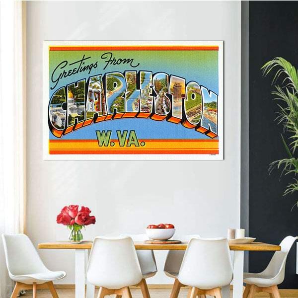 Canvas Art Prints Vintage Greetings From Charleston West Virginia Wall Art Home Decor