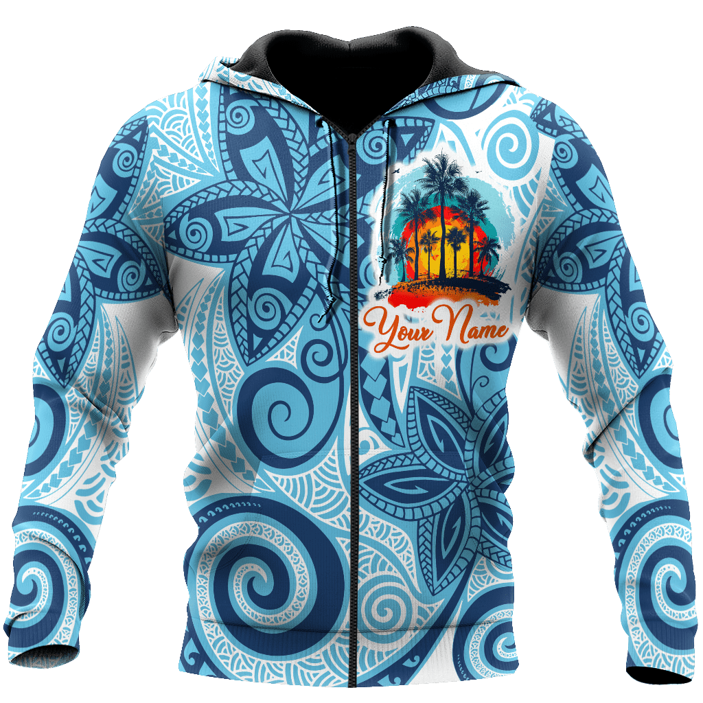 Amazing Polynesian Frangipani Personalized Unisex Deluxe Hoodie ML