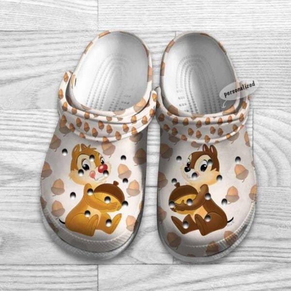 Chip And Dale Hazelnut Pattern Disney Graphic Cartoon Crocss Clogs Crocband Shoes, Unisex Classic Clogs