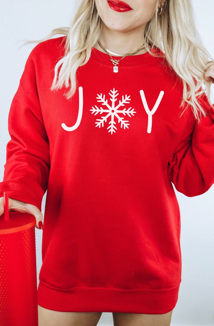 Christmas Sweatshirt, Holiday Sweatshirt, Joy Sweatshirt, Christmas Shirt, Winter Sweatshirt, Snowflake Shirt, Joy Shirt, For Women