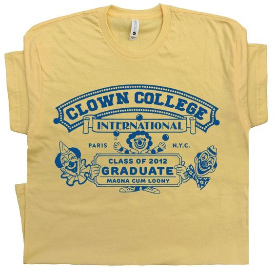 Circus Shirts Clown College T Shirt Vintage Clown Shirt Retro Weird Graphic Tee Pennywise It Juggling Balls Mask Cute