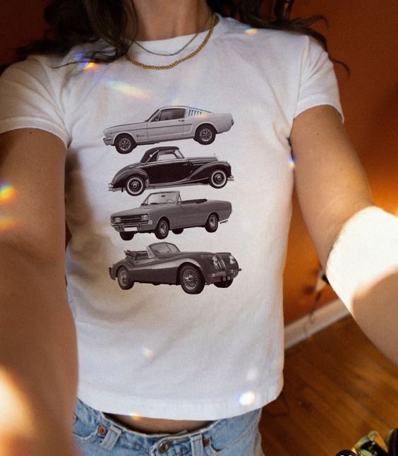 Classic Cars Baby Tee, Cars Y2K Baby Tee, Y2K Baby Tee, Coquette 90s