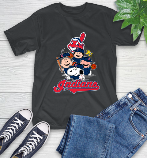 Cleveland Indians Snoopy Charlie Brown Woodstock The Peanuts Movie Baseball T Shirt_000 T-Shirt