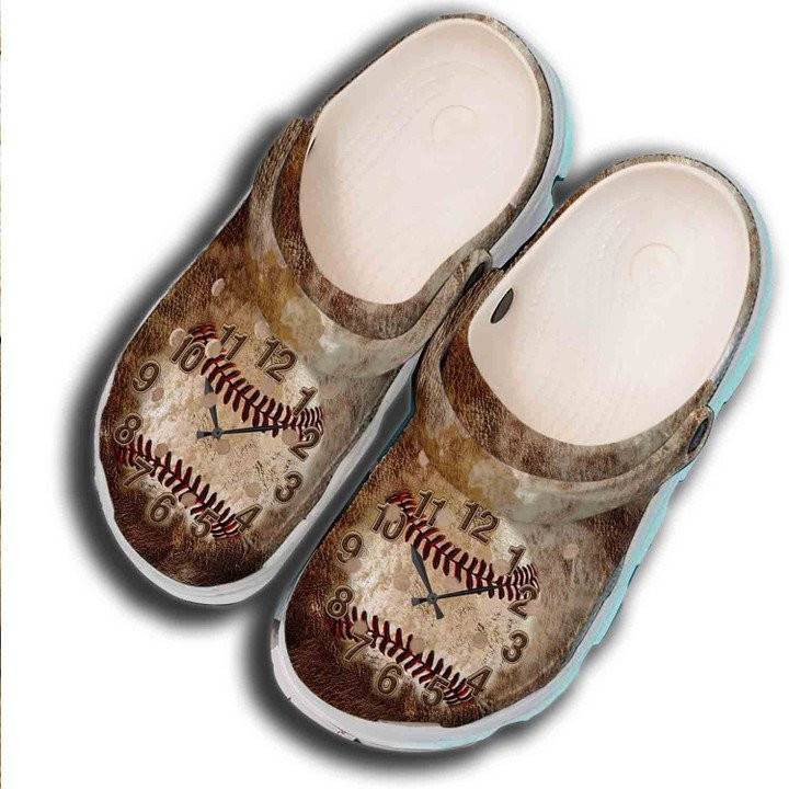 Clock Baseball Crocss Classic Clogs Shoes For Batter Funny Baseball Custom Crocss Classic Clogs Shoes For Birthday