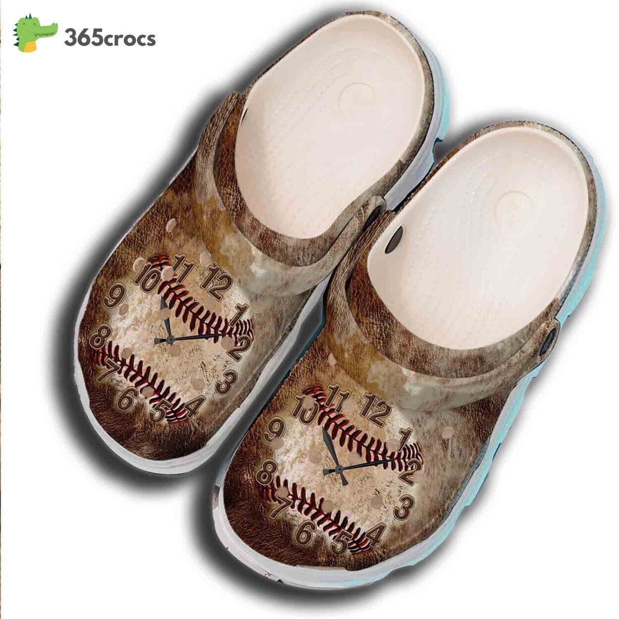 Clock Baseball Shoes Clogs For Batter Funny Custom Shoes Clogs For Birthday