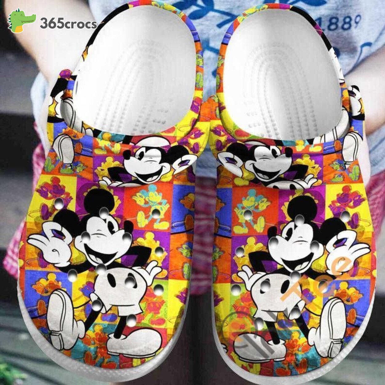 Colorful Interpretation of Mickey Mouse on Classic Clog Footwear