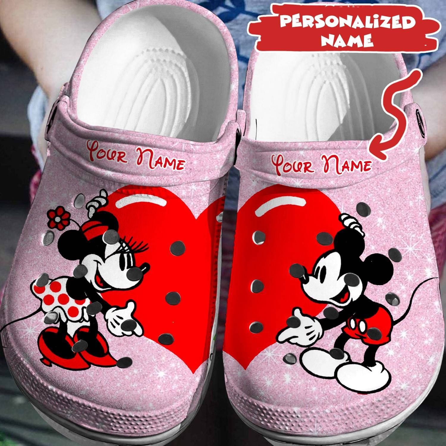 Crafted for Disney Lovers: Personalized Mickey Minnie Crocss 3D Clog Shoes